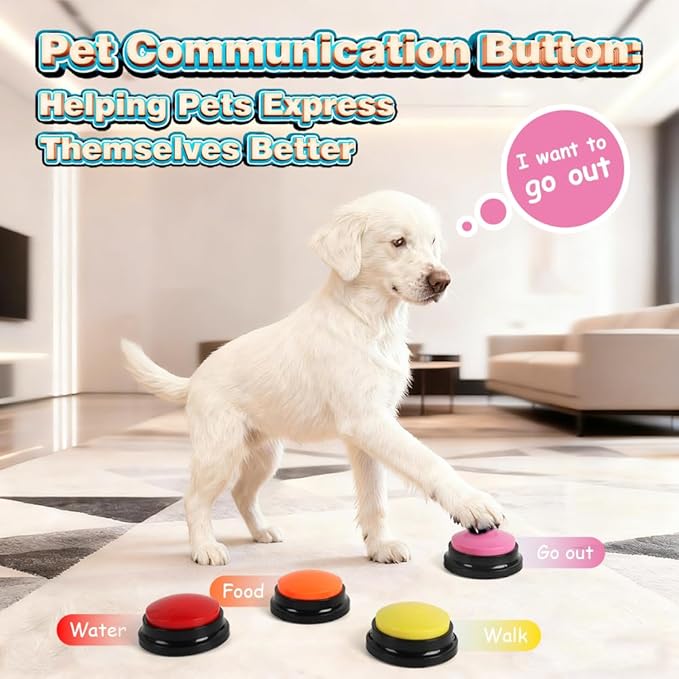 Act boldly Voice Recording Button 4 Colors, Dog Buttons for Communication Pet Training Buzzer, 30 Second Record & Playback, Funny Gift for Study Office Home Red Blue Orange Rose