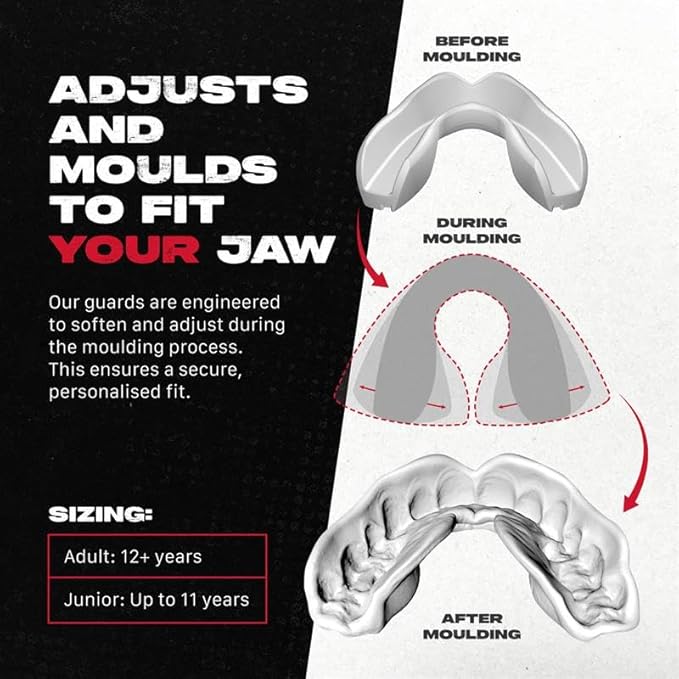 SAFEJAWZ Mouth Guard, Dual Layer Mouthguard for Adults with Case, Easy Fit Remoldable Mouthpiece for Football, Boxing, Lacrosse, MMA, Basketball & All Contact Sports (Adult 12+ Years, Canada Flag)