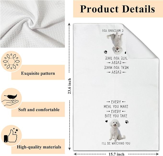 Funny Poodle Dish Towels for Kitchen Sets of 2, Gifts for Poodle Dog Lover, Drying Cloth Tea Towel Hand Towels for Cooking Baking Bathroom Decor, 16 x 24 Inch -21