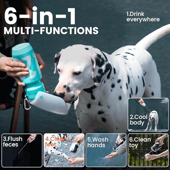Howgo Dog Water Bottle Portable Travel Water Bottle Dispenser for Dogs, Super Light-Weight, Leak-Proof Bottles for Pets Outdoor Walking, Hiking, Travel,Food Grade Silicone,BPA Free (Mint Green, 21oz)
