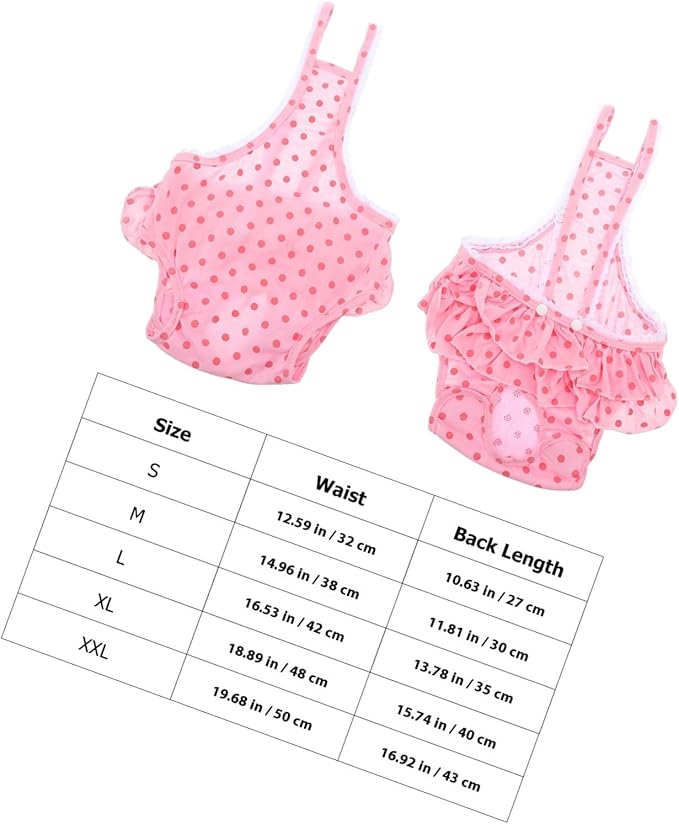 Pet Dog Diapers Female Physiological Panties with Suspenders, Pink M Size, Soft Breathable Fabric for Heat Cycle Protection, Suitable for Small to Medium Female Dogs