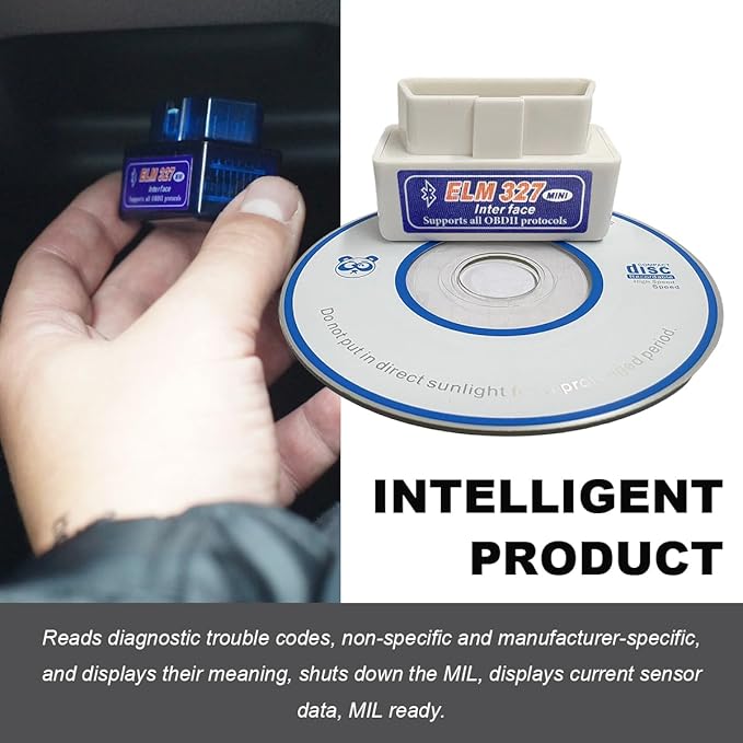 2 PCS OBDII Car Auto Diagnostic Scanner, ELM327 Automotive Bluetooth Scan Tool and Code Reader, Professional Car Bluetooth Engine Fault Code Reader, Universal Car Accessories (White & Blue)