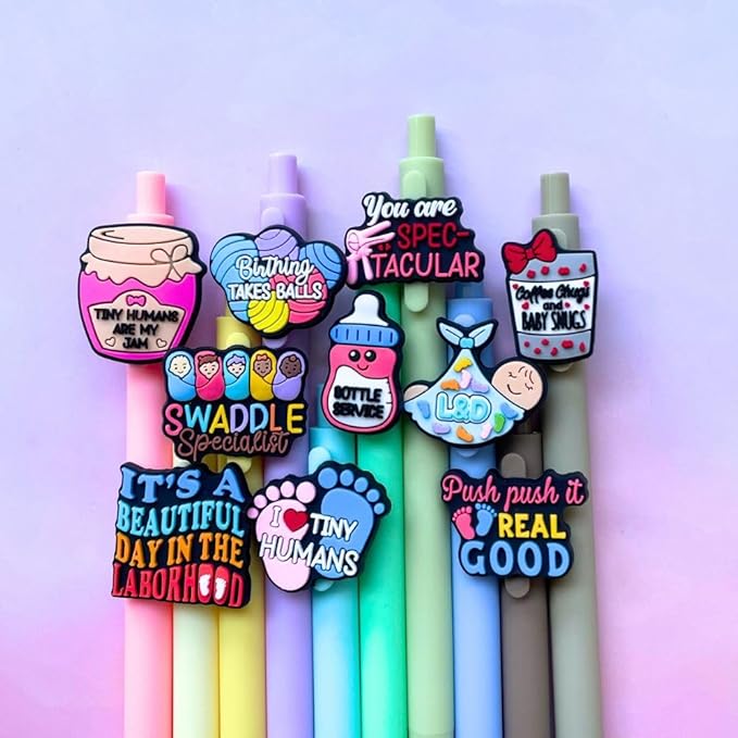 10PC Labor & Delivery Pens Funny Sayings Swaddle Specialist Obgyn Maternity Postpartum I&D OB Nurse Accessories Neonatal Office Supplies Gifts For Midwife NICU Labour Nurses Birth Coach Midwife