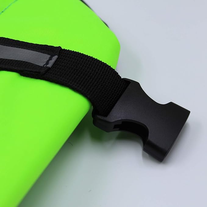 Dog Life Jacket Easy-Fit Adjustable Belt Pet Saver Swimming Safety Swimsuit Preserver with Reflective Stripes for Doggie (S, Green)
