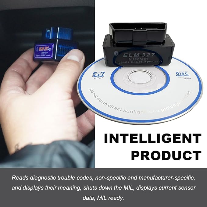 2 PCS OBDII Car Auto Diagnostic Scanner, ELM327 Automotive Bluetooth Scan Tool and Code Reader, Professional Car Bluetooth Engine Fault Code Reader, Universal Car Accessories (Black)
