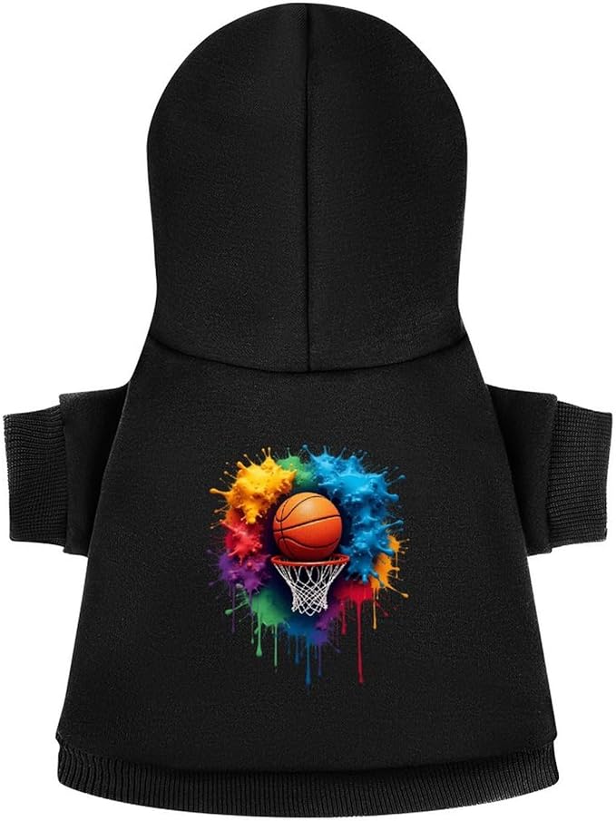 Dog Sweater Hoodie with Hat Colorful Basketball Splash Puppies Coat Hooded Sweatshirt Pullover Pet Puppy Cat Clothes for Small Medium Large XL
