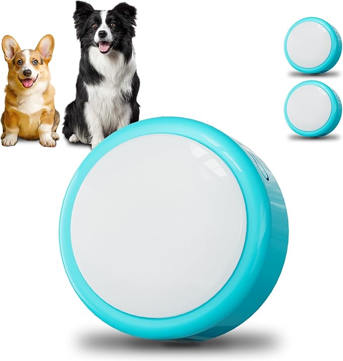 Voice Recording Button, Talking Buttons for Pet Communication, 24 Seconds Record & Playback, Set of 2 Recordable Buttons for Dog, Cat, Pet Training, Funny Gift for Home、Classroom、Party, Blue