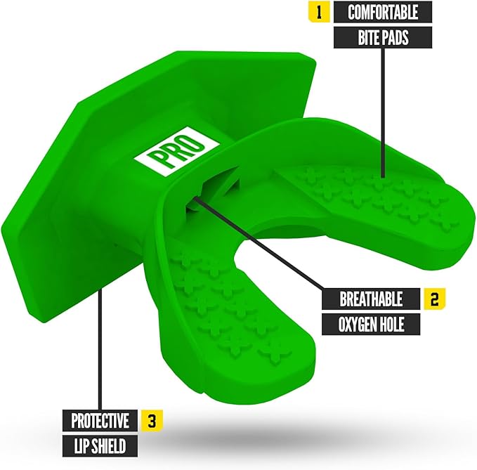 Nxtrnd One Pro Football Mouth Guard, Interchangeable Strap, Fits Adult & Youth (Green)