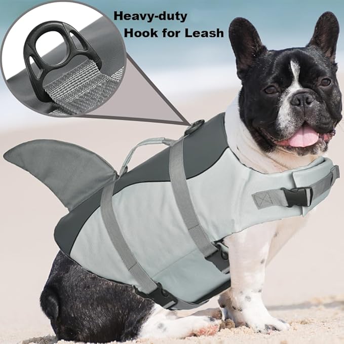 Doglay Dog Life Jacket Shark, Ripstop Dog Life Vests for Swimming Boating with High Buoyancy and Rescue Handle, Adjustable Dog Life Jacket Pet Flotation Vest for Small Medium Large Dogs