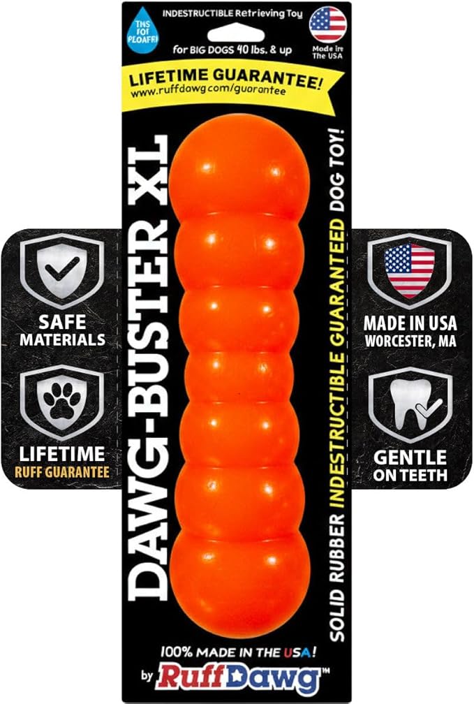 Ruff Dawg Dawg-Buster XL – Durable Dog Toy – Large, Tough Fetch Toy for Aggressive Chewers – High-Visibility Neon Colors – Floats, Bounces & Safe Play