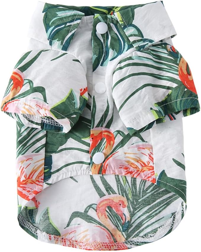 Tangpan Daisy Tropical Print Pet Dog Shirt Puppy Summer Hawaiian Beach Polo Shirts Clothes (Y White,XS)