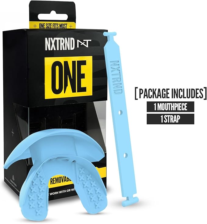 Nxtrnd One Football Mouth Guard, Strap Included, Fits Adult & Youth (Light Blue)