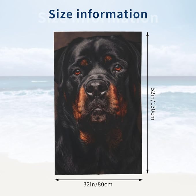 Rottweiler Beach Towel Dog Sand-Free Microfiber Bath Towel Ultra Soft Quick Dry Pool Towel Absorbent Towel Lightweight Towel Gifts for Outdoor Bathroom Swimming Decor 31inx51in