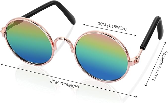 Pet Sunglasses- Cat UV Protection Classic Retro Small Dog Sun Glasses Dolls Round Sunglasses Party Cosplay Costume Photo Props Cute Funny Sunglasses (4Pcs)