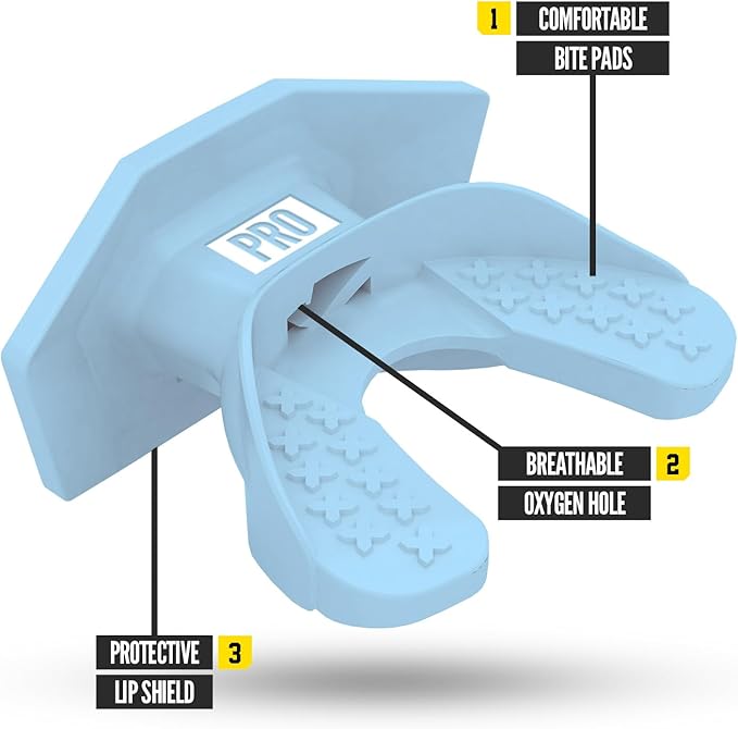 Nxtrnd One Pro Football Mouth Guard, Interchangeable Strap, Fits Adult & Youth (Columbia Blue)