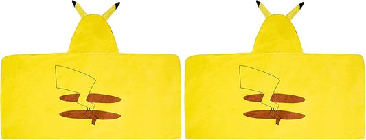 Franco Pokemon Pikachu Bath and Beach Soft Cotton Terry Hooded Towel Wrap,24" x 50" Kids,(Pack of 2)