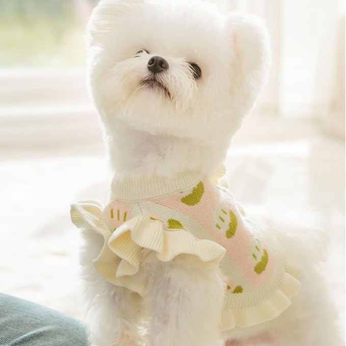 Cute Tulip Flower Sweater Winter Dog Sweater Puppy Coat Thick Dog Clothes for Small Medium Dogs Boy Girl