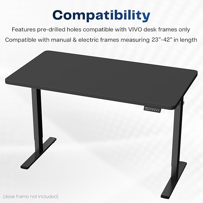 VIVO Black 43 x 24 inch Universal Solid One-Piece Table Top for Standard and Sit to Stand Height Adjustable Home and Office Desk Frames, DESK-TOP43B