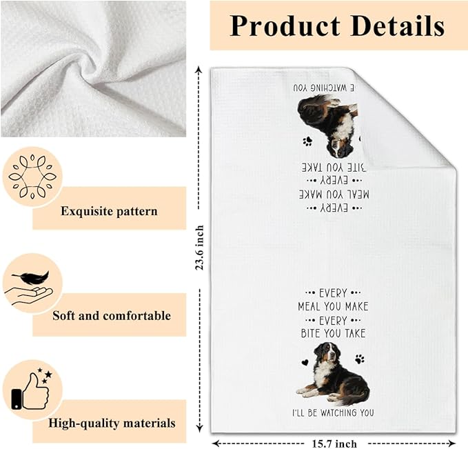 Bernese Mountain Dog Dish Towels for Kitchen Sets of 2, Gifts for Bernese Mountain Dog Lover, Drying Cloth Tea Towel Hand Towels for Cooking Baking Bathroom Decor, 16 x 24 Inch -09