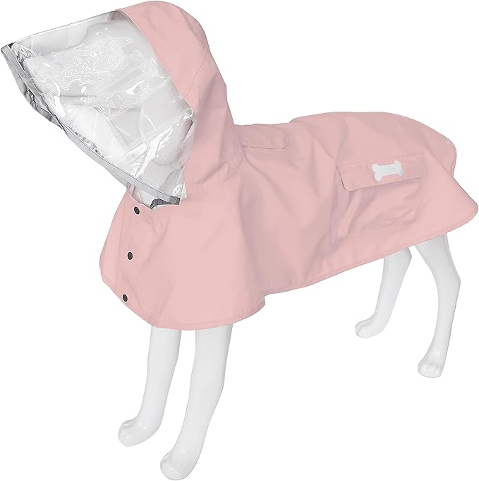 Dog Raincoat,Waterproof Rain Poncho with Hoodie, High Reflective Adjustable Pet Rain Jacket with Leash Hole for Small Medium and Large Dogs (Pink, X-Large)