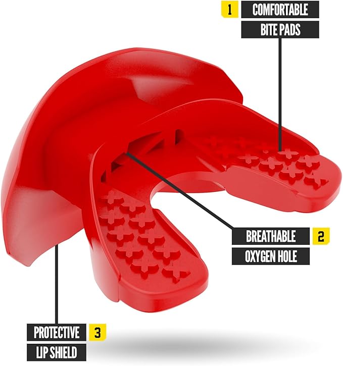 Nxtrnd One Football Mouth Guard, Strap Included, Fits Adult & Youth (Red)