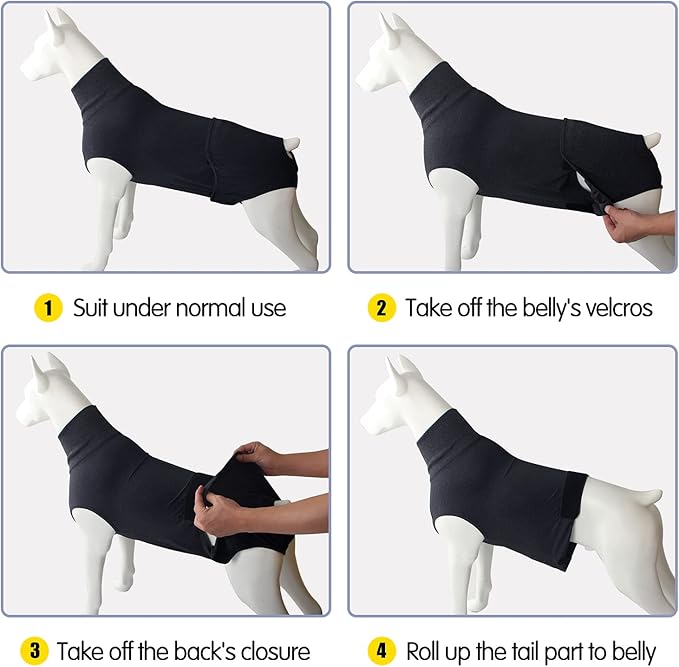 HEYWEAN Full Body Dog Diaper with a Puppy Nappies Physiological Dog Surgery Recovery Suit for Male Female Dogs