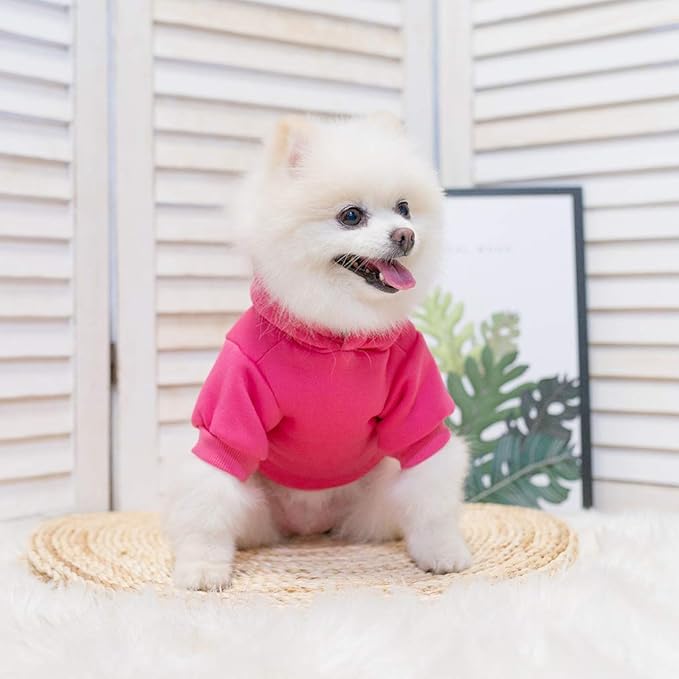 KOOLTAIL Dog Hoodie for Large Medium Small Dogs,Soft and Warm Pet Sweater with Leash Hole and Pocket Boy Girl,Puppy Fall Winter Jacket Clothes,French Pitbull Cold Weather Coat Sweatshirt,Deep Pink M