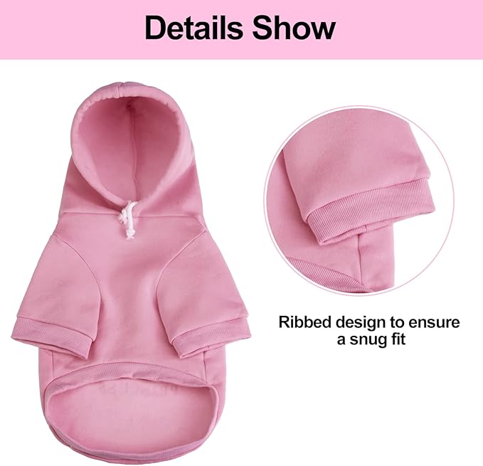 EXPAWLORER Princess Dog Soft Hoodie Sweater Fleece Sweatshirt Cold Weather Pet Clothes, Pink, Small Dog