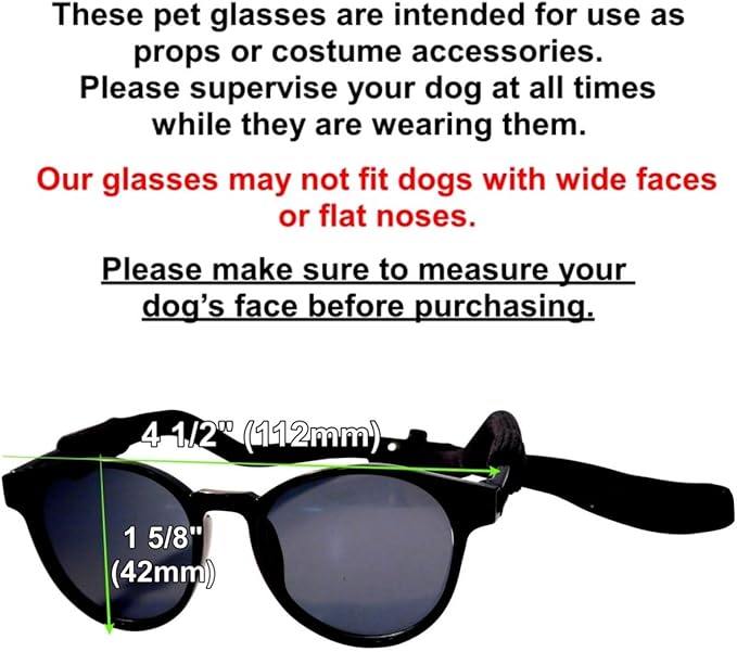 G006 Dog Pet Costume Retro 80s Sunglasses Adjustable for Medium Breed 20-40 lbs Party Prop Cosplay Photoshoot (Panto Black)