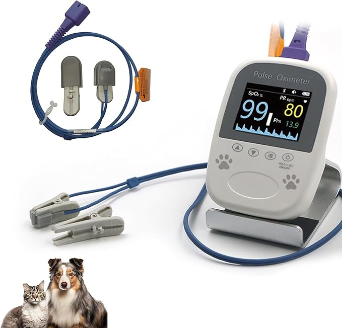 2 Probe Sensor Included -Pepultech Pulse Oximeter for Dogs,Veterinary Blood Oxygen Saturation and Pulse Rate Monitor,Handheld Bluetooth Veterinarian SpO2 Monitor,Accurate Results & Easy to Use