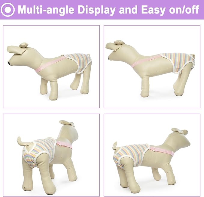 QBLEEV Dog Diapers Female Washable Sanitary Pantie with Adjustable Suspender, Reusable Doggie Period Panties, Pet Underwear Diaper Jumpsuits for Male Dogs in Heat, Puppy Diapers for French Bulldog M
