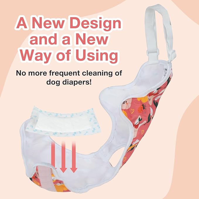 MICOOYO Dog Diaper Onesie Sanitary Pantie with Adjustable Suspender Washable Dog Period Panties Doggie Diapers Pet Underwear Female Dogs Diapers for Heat (Animals, L/XL)
