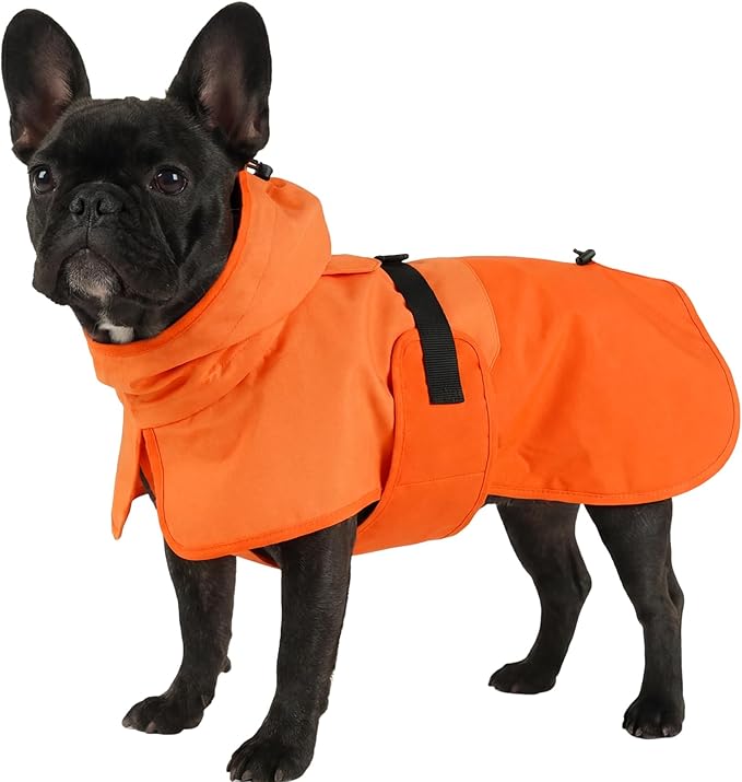 BRKURLEG Dog Raincoat for Small Medium and Large Dogs Waterproof Dog Rain Jacket Adjustable Hooded Dogs Raincoat Pet Rain Coat Poncho with Leash Hole, Reflective Strip, Orange, M