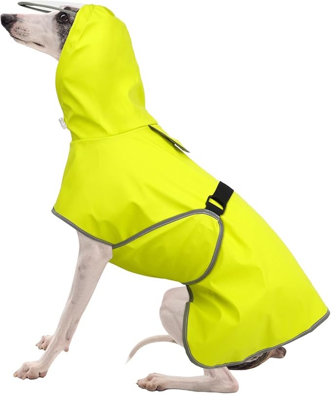 FUAMEY Dog Rain Coat Extra Large | Belly Protection, Leash Hole, Rainy Morning Runs, Clear Hood, Lightweight, Border Collie