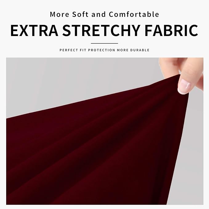 Easy-Going 100% Dual Waterproof 3 Pieces Oversized Loveseat Cover Stretch Soft Couch Cover for Dogs, Sofa Slipcover for 2 Separate Cushion Couch Leakproof Furniture Protector for Kids, Pets Wine