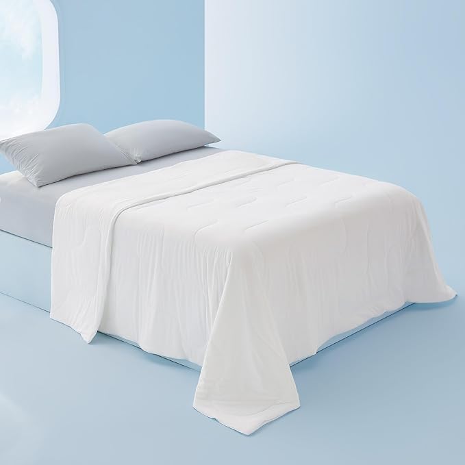 Bedsure Cooling Blankets for Hot Sleepers - Cooling Comforter, Cold Summer Blanket King Size for Bed, Ice Breathable and Lightweight Gift for Night Sweats, White, 104x90 Inches