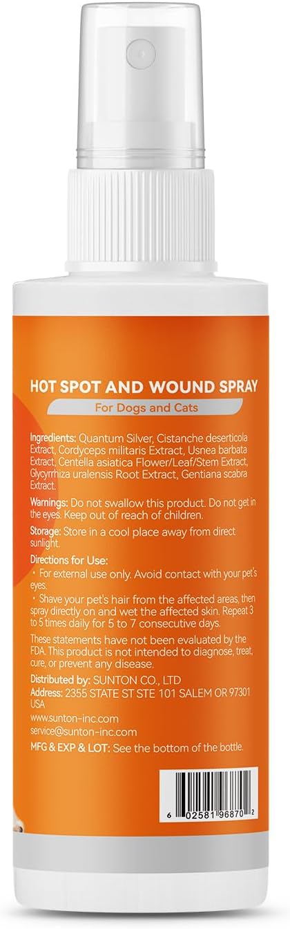 Hot Spot and Wound Spray for Dogs - Advanced Anti Itch Spray, Evidence-Based Dog Hot Spot Treatment & Itch Relief with Nano-Silver, Lick-Safe, 8oz