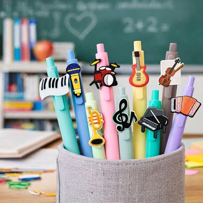 YJ PREMIUMS 10PC Music Pens Song Writing Pen Musical Instruments Lyrics Rhythm Guitar Violin Drums Office Supply Recital Gifts For Music Lovers Choirmates Piano Teacher Students Bandmates Musicians