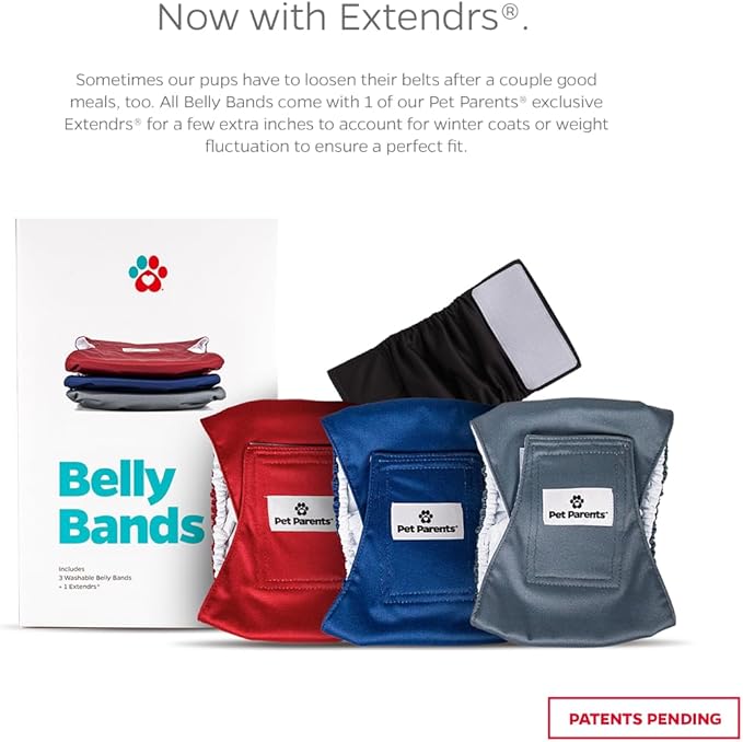 Pet Parents® Washable Belly Bands for Male Dogs (3pack) + Extendrs® of Durable Dog Diapers Male, Premium Male Dog Diapers & Dog Wraps (Small, Kingsmen)