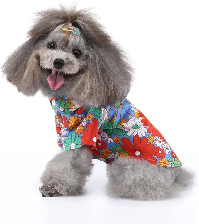 Tangpan Summer Pet Daisy Hawaiian Beach Plaid Print Shirts Clothes for Dog S10 Orange M