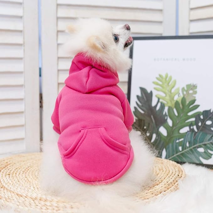KOOLTAIL Dog Hoodie for Large Medium Small Dogs,Soft and Warm Pet Sweater with Leash Hole and Pocket Boy Girl,Puppy Fall Winter Jacket Clothes,French Pitbull Cold Weather Coat Sweatshirt,Deep Pink M