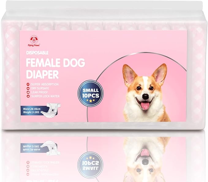Disposable Female Dog Diapers, Puppy Diapers with Adjustable Elastic Waistline for Female Dog or Cat in Heat, Incontinence, Diaper with Wetness Indicator, S-40 Count