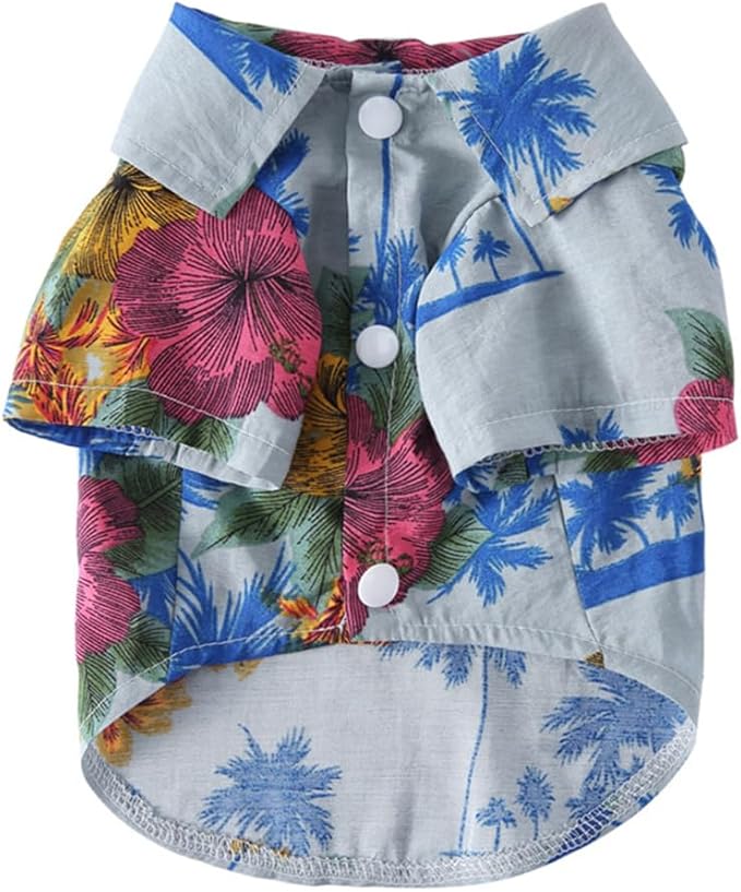 Tangpan Summer Pet Daisy Hawaiian Beach Plaid Print Shirts Clothes for Dog (Y Blue, X-Small)