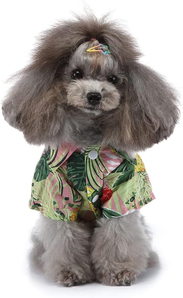 Tangpan Summer Pet Daisy Hawaiian Beach Plaid Print Shirts Clothes for Dog S07 Pink S