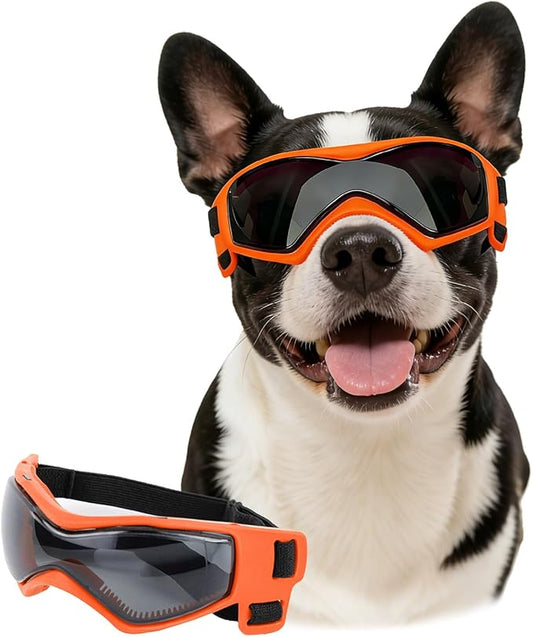 LESYPET Small Dog Sunglasses Dog Goggles UV Wind Dust Protection Pet Sunglasses Eye Protection for Outdoor Riding, Orange M