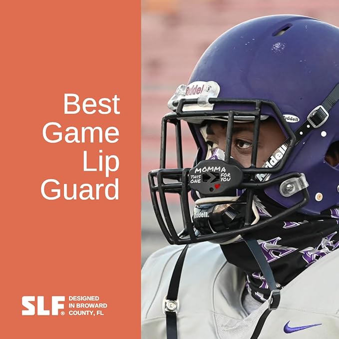 SLEEFS Football Mouth Guard - Lip/Mouthguard with Helmet Strap - Lip/Teeth Protector Mouthpiece - No Boil - for Youth/Adults, Maximum Air Flow, for All Sports - Momma This One for You