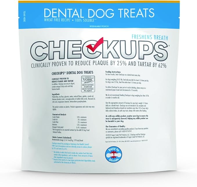 Checkups Dental Dog Treats for Oral Care, Fresh Breath & Plaque Control - 24 Treats, 48 oz. (2 Pack) - Delicious Chews for Happy and Healthy Dogs
