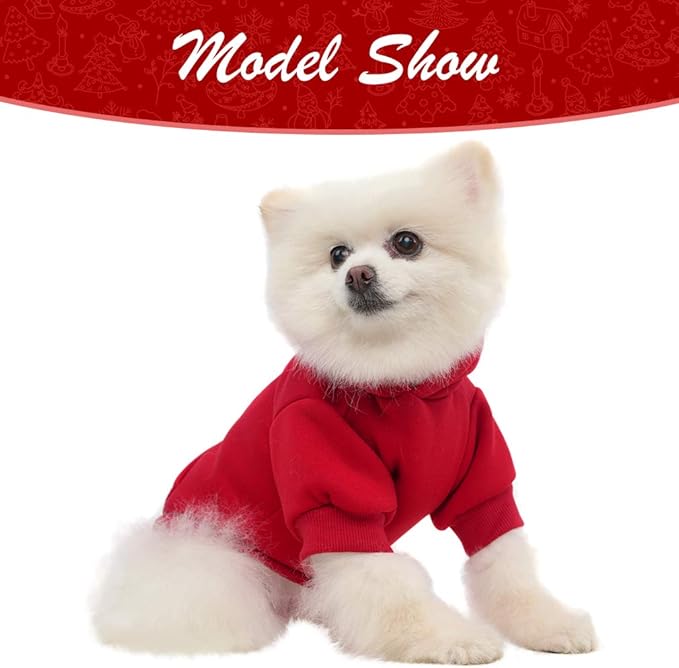 KOOLTAIL Dog Hoodie for Large Medium Small Dogs, Soft and Warm Pet Sweater with Leash Hole and Pocket Boy Girl, Puppy Fall Winter Jacket Clothes, French Pitbull Cold Weather Coat Sweatshirt, Red L