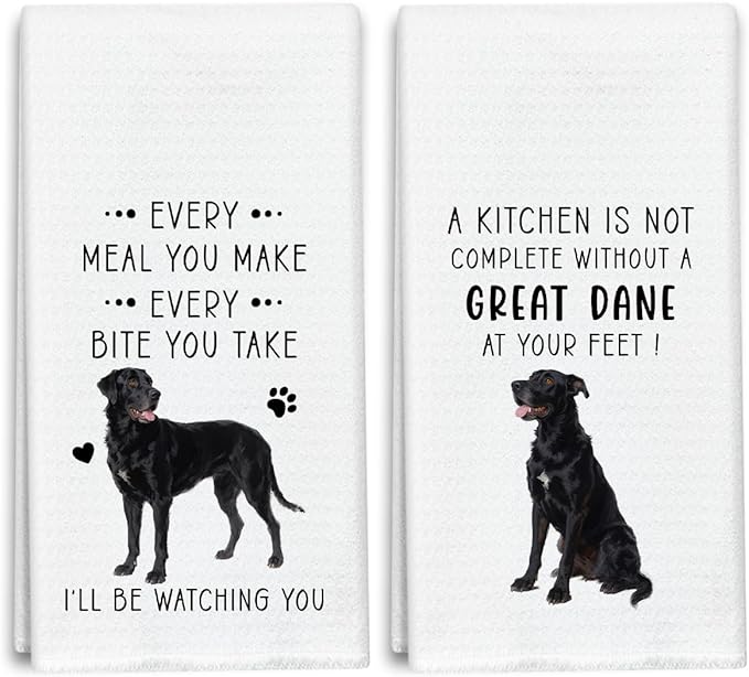 Funny Great Dane Dish Towels for Kitchen Sets of 2, Gifts for Dog Lover, Drying Cloth Tea Towel Hand Towels for Cooking Baking Bathroom Decor, 16 x 24 Inch -18