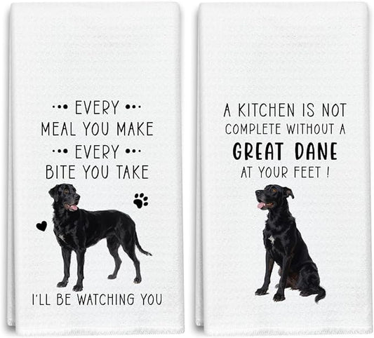 Funny Great Dane Dish Towels for Kitchen Sets of 2, Gifts for Dog Lover, Drying Cloth Tea Towel Hand Towels for Cooking Baking Bathroom Decor, 16 x 24 Inch -18